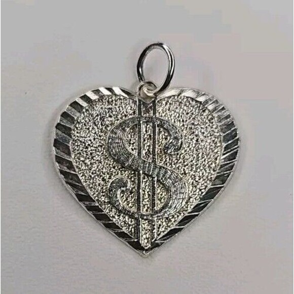 Unbranded Jewelry - Silver 925 Dollar Sign Heart Pendant Charm
